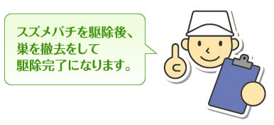 スズメバチを駆除後巣を撤去して駆除完了になります。